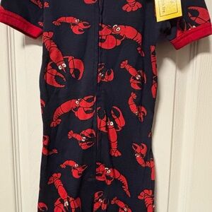 Navy Lobster Print Onesie